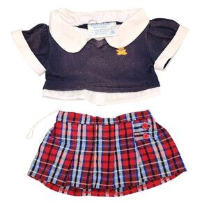 Rare Build-A-Bear School Uniform Sweater Plaid Pleated Skirt Outfit Cute